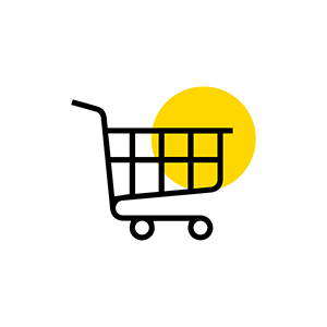 Icon of a shopping cart that represents that one of our main customer groups