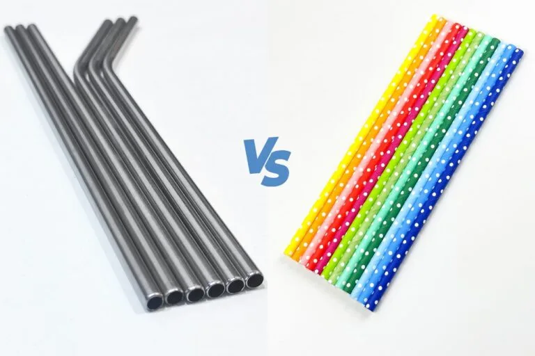 Comparison of paper straws and metal straws as eco-friendly alternatives to plastic straws for restaurants and businesses.